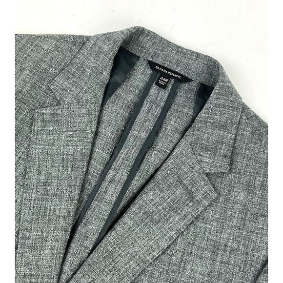 Banana Republic Mens 44R Gray Slim Fit Linen 2 Button Sport Coat Blazer Jacket - Picture 8 of 12